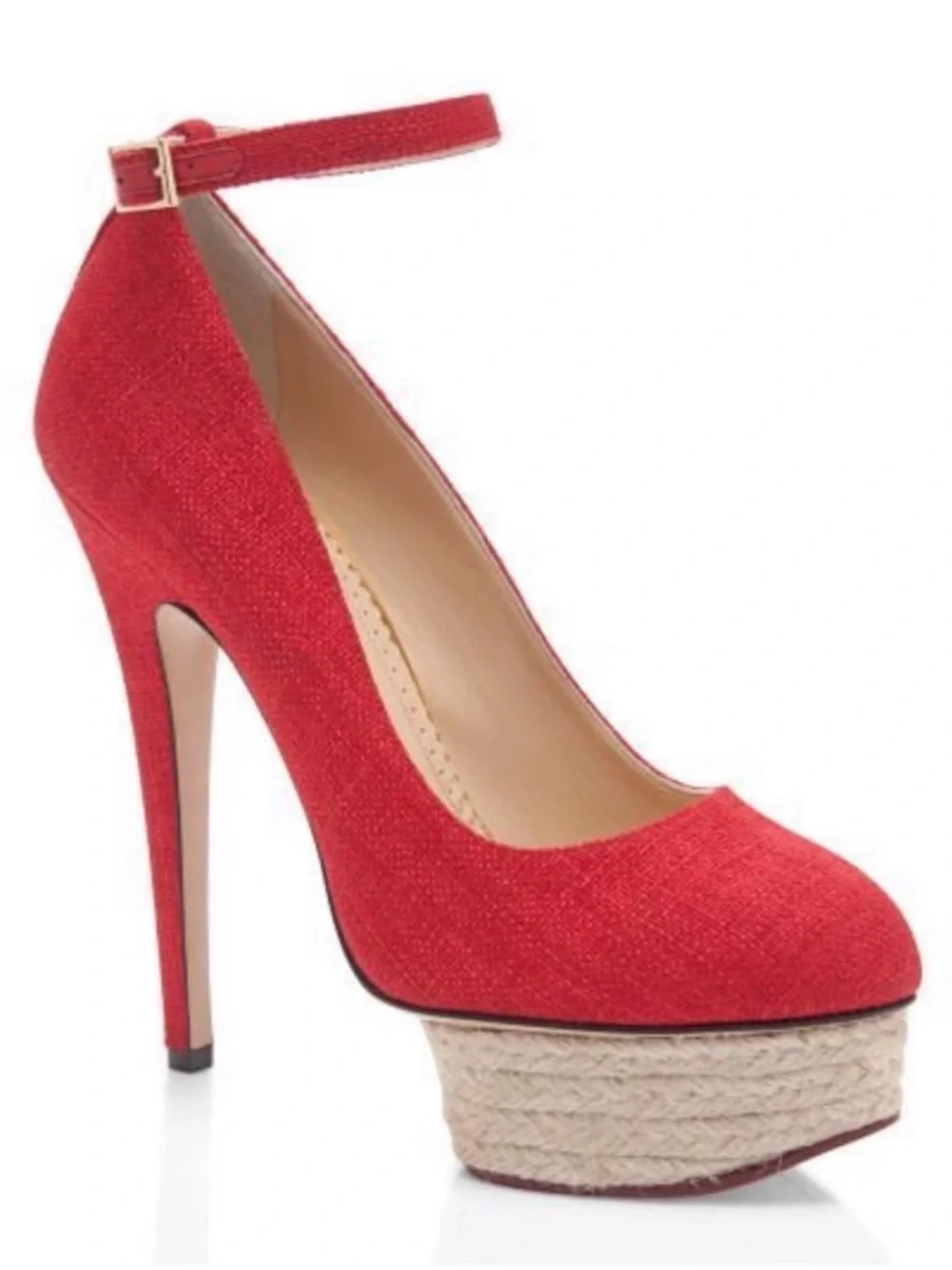 NIB Charlotte Olympia Dolores 150mm- Red Woven Pump 6.5